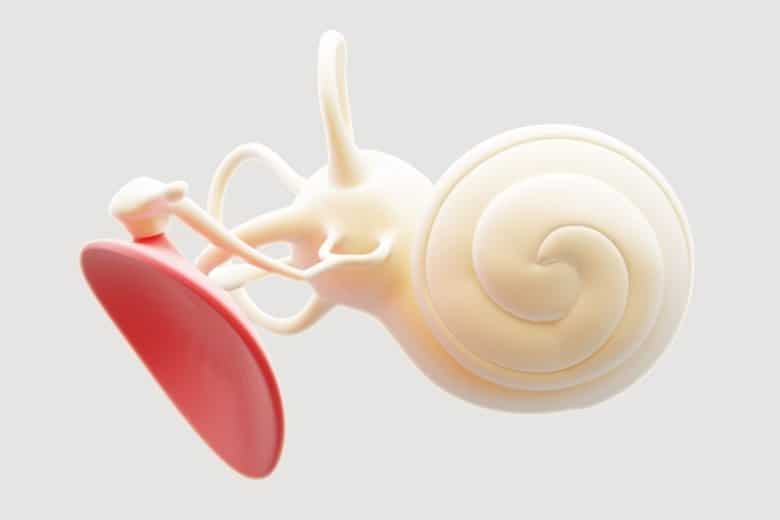 Schematische Darstellung eines Ohres mit Trommelfell